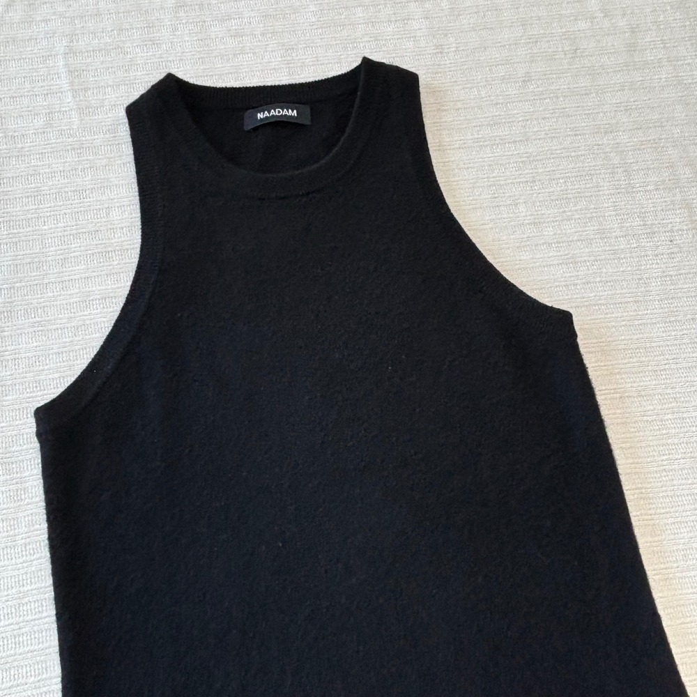 Naadam Black 100% Cashmere Sleeveless Racerback Crew Neck Sweater Tank Top M